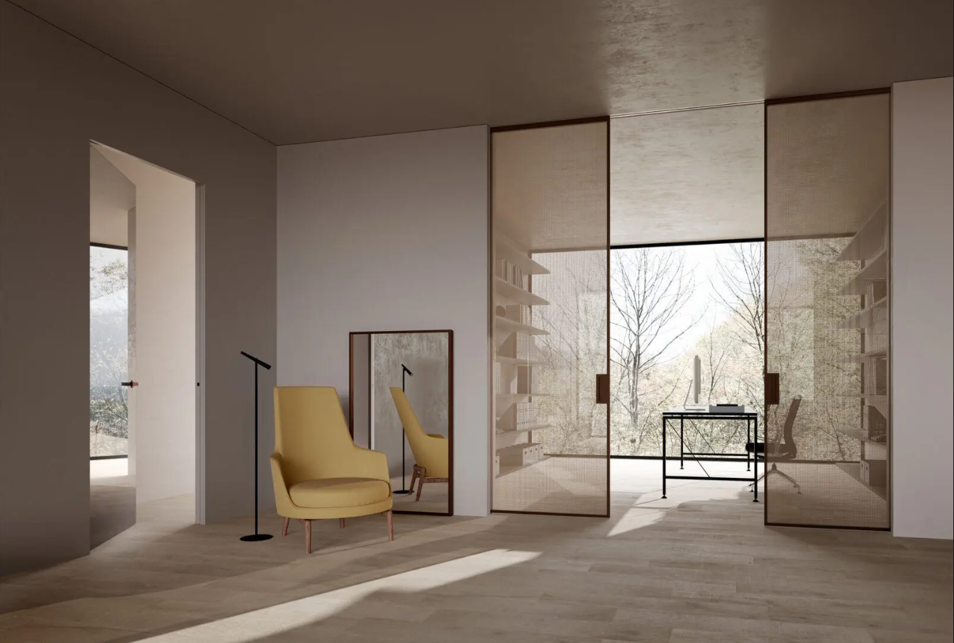 Modern doors — Linea Linvisibile, glass and aluminum
